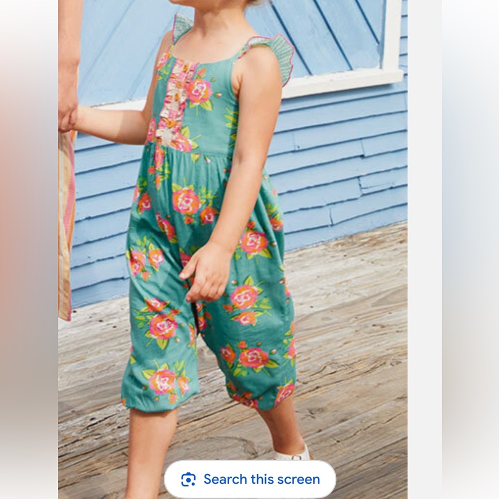 Matilda Jane Watch the Waves Girls Floral Romper Size 10 Green Pink